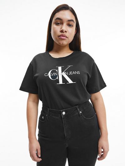 Calvin Klein Ruhák HU052130 | Calvin Klein Plus Size Logo Női Póló Fekete